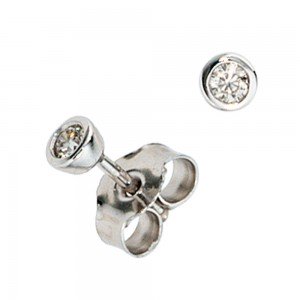 Ohrstecker rund 585 Weißgold 2 Diamanten Brillanten 0,10ct. Ohrringe