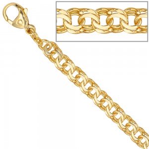 Garibaldiarmband 585 Gelbgold 19cm Armband Goldarmband Karabiner