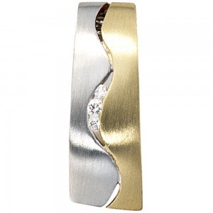 Anhänger 585 Gelbgold Weißgold bicolor matt 3 Diamanten Brillanten