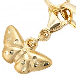 Einhänger Charm Schmetterling 333 Gelbgold mattiert