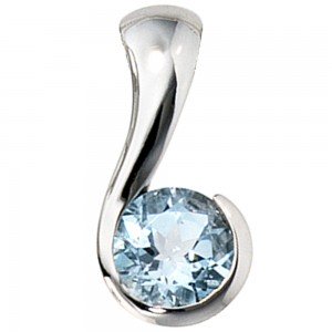 Anhänger 333 Gold Weißgold 1 Blautopas blau Goldanhänger