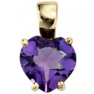 Anhänger Herz 333 Gelbgold 1 Amethyst lila violett Herzanhänger