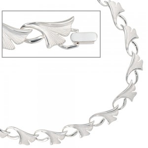 Collier Halskette Ginko Ginkgo 925 Silber mattiert 47cm Kette Silberkette