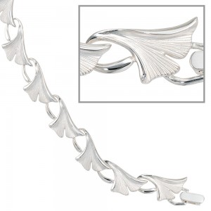 Armband Ginko Ginkgo 925 Sterling Silber mattiert 19cm Silberarmband