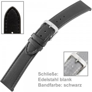 Uhrenarmband Ladies 20mm Kalbleder schwarz
