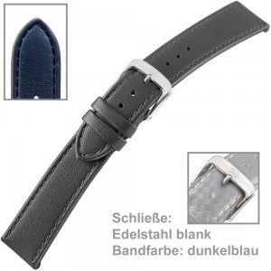 Uhrenarmband Men 22mm Kalbleder dunkelblau