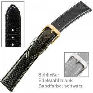 Uhrenarmband Men 20mm modische Eidechsprägung schwarz