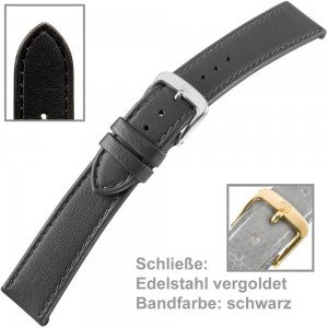 Uhrenarmband Ladies 18mm vergoldet schwarz
