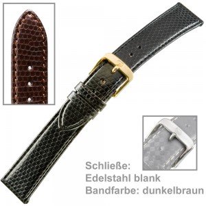 Uhrenarmband Ladies 18mm Eidechsprägung dunkelbraun