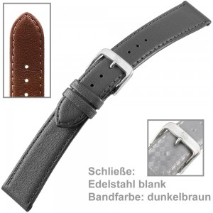 Uhrenarmband Men 18mm Kalbleder genäht dunkelbraun