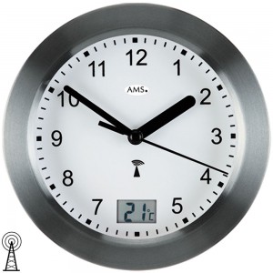 Wanduhr Badezimmeruhr Funk anthrazit wasserdicht mit Thermometer