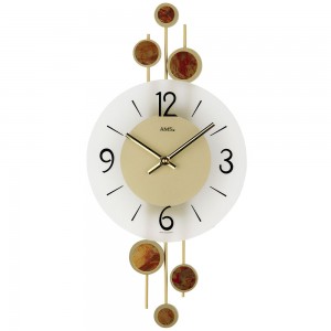 Wanduhr Quarz analog golden modern mit Glas und Metall