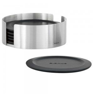 Untersetzer-Set LARETO Edelstahl matt 6 Untersetzer Silikon