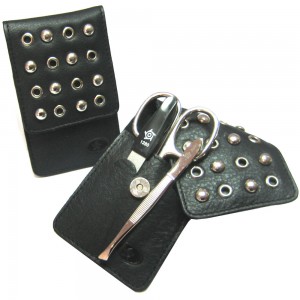 Pfeilring Taschen-Maniküretui, Nappaleder, schwarz, 3-teilige Bestückung