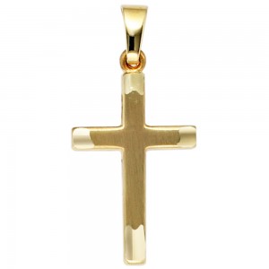 Anhänger Kreuz 333 Gelbgold mattiert Kreuzanhänger Goldkreuz