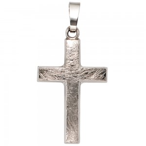 Anhänger Kreuz 375 Gold Weißgold eismatt Kreuzanhänger Goldkreuz