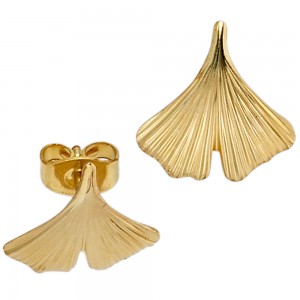 Ohrstecker Ginko Gingko 375 Gelbgold mattiert Ohrringe