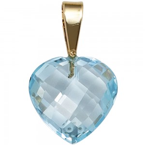 Anhänger Herz 585 Gelbgold 1 Blautopas hellblau blau Herzanhänger
