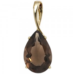 Anhänger Tropfen 333 Gelbgold 1 Rauchquarz braun Goldanhänger