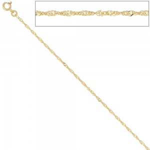 Singapurkette 585 Gelbgold 1,8mm 42cm Gold Kette Halskette Goldkette Federring