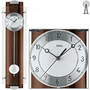 Funkwanduhr mit Pendel Holz nussbaum farben Pendeluhr