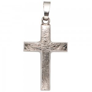 Anhänger Kreuz 375 Gold Weißgold eismatt Kreuzanhänger Goldkreuz