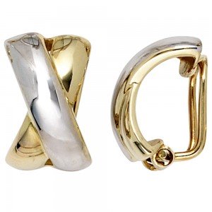 Ohrclips 333 Gelbgold bicolor Ohrringe Clips