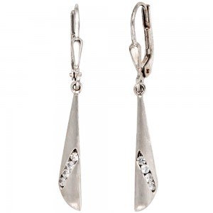 Boutons 333 Gold Weißgold mattiert 8 Zirkonia Ohrringe Ohrhänger Goldohrringe