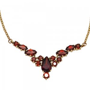 Collier Statement Halskette 333 Gelbgold 14 Granate rot 42cm Kette