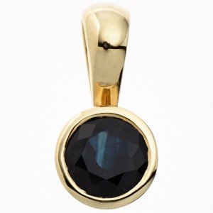 Anhänger rund 333 Gelbgold 1 blauer Safir Goldanhänger