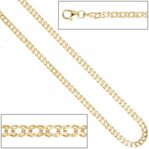 Zwillings-Panzerkette 333 Gelbgold 2,7mm 45cm Gold Kette Halskette Goldkette