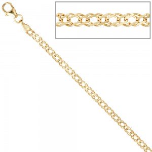 Zwillings-Panzerarmband 333 Gelbgold 19cm Gold Armband Goldarmband Karabiner