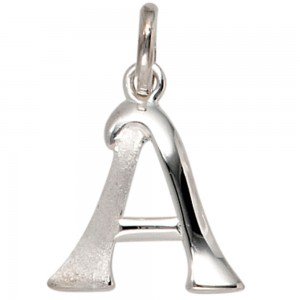 Anhänger Buchstabe A 925 Sterling Silber matt Buchstabenanhänger
