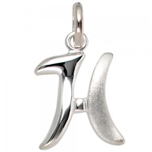 Anhänger Buchstabe H 925 Sterling Silber matt Buchstabenanhänger
