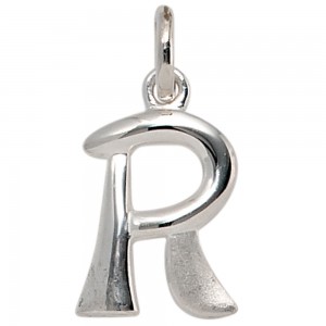 Anhänger Buchstabe R 925 Sterling Silber matt Buchstabenanhänger