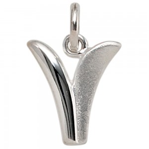 Anhänger Buchstabe V 925 Sterling Silber matt Buchstabenanhänger