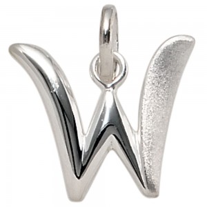 Anhänger Buchstabe W 925 Sterling Silber matt Buchstabenanhänger