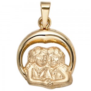 Anhänger Sternzeichen Zwilling 375 Gelbgold matt Sternzeichenanhänger