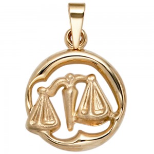 Anhänger Sternzeichen Waage 375 Gelbgold matt Sternzeichenanhänger