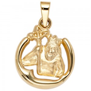 Anhänger Sternzeichen Wassermann 375 Gelbgold matt Sternzeichenanhänger