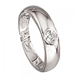 Kinder Taufring 925 Sterling Silber rhodiniert 1 Zirkonia Taufanhänger