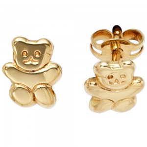 Kinder Ohrstecker Teddy 333 Gelbgold Ohrringe Kinderohrringe