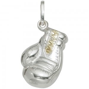 Kinder Anhänger Boxhandschuh 925 Silber bicolor vergoldet Kinderanhänger