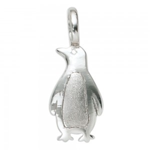 Kinder Anhänger Pinguin 925 Sterling Silber rhodiniert mattiert Kinderanhänger