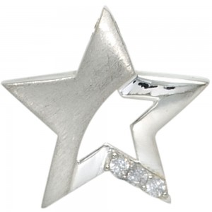 Kinder Anhänger Stern 925 Sterling Silber mattiert 3 Zirkonia Kinderanhänger