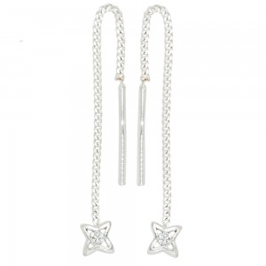 Durchzieh-Ohrhänger Stern 925 Silber 2 Zirkonia Ohrringe zum Durchziehen