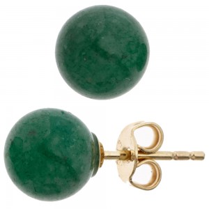 Ohrstecker Kugel 333 Gelbgold 2 Aventurine grün Ohrringe Goldohrstecker