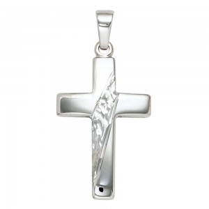 Anhänger Kreuz 925 Sterling Silber massiv gehämmert Kreuzanhänger Silberkreuz