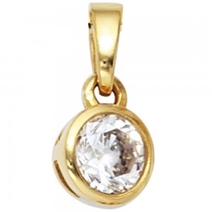 Anhänger 925 Sterling Silber gold vergoldet 1 Zirkonia