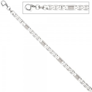 Panzer-Steg-Armband 925 Sterling Silber 21cm Karabiner Silberarmband
